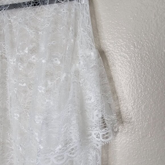 Eloquii 22 24 Sheer White Lace Balloon Sleeve Top Cottage Boho Feminine Romantic - Picture 7 of 7